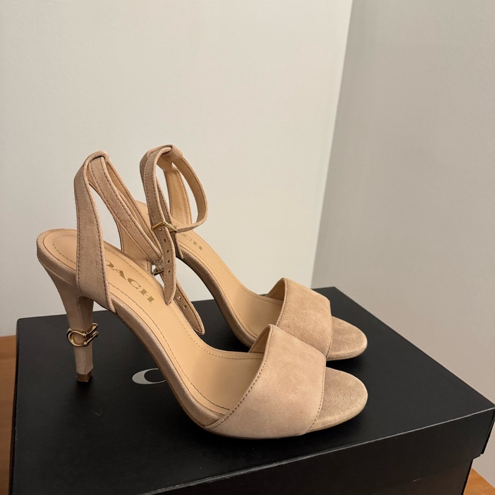 Coach Suede Pale Pink Heels Slingback Sandals